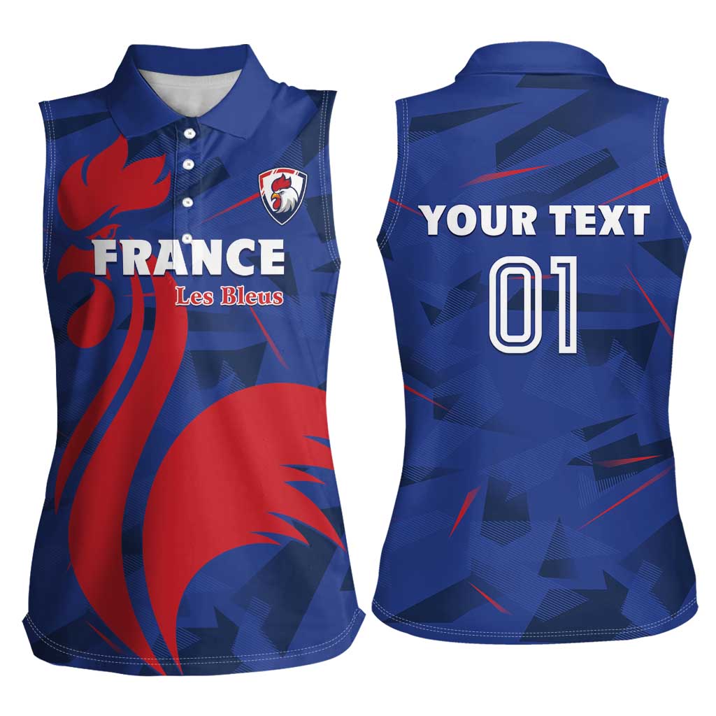 France 2024 Rugby Women Sleeveless Polo Shirt Bravo Les Bleus - Wonder Print Shop