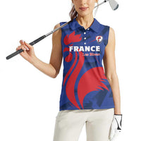 France 2024 Rugby Women Sleeveless Polo Shirt Bravo Les Bleus - Wonder Print Shop