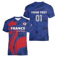 France 2024 Rugby Women V-Neck T-Shirt Bravo Les Bleus - Wonder Print Shop