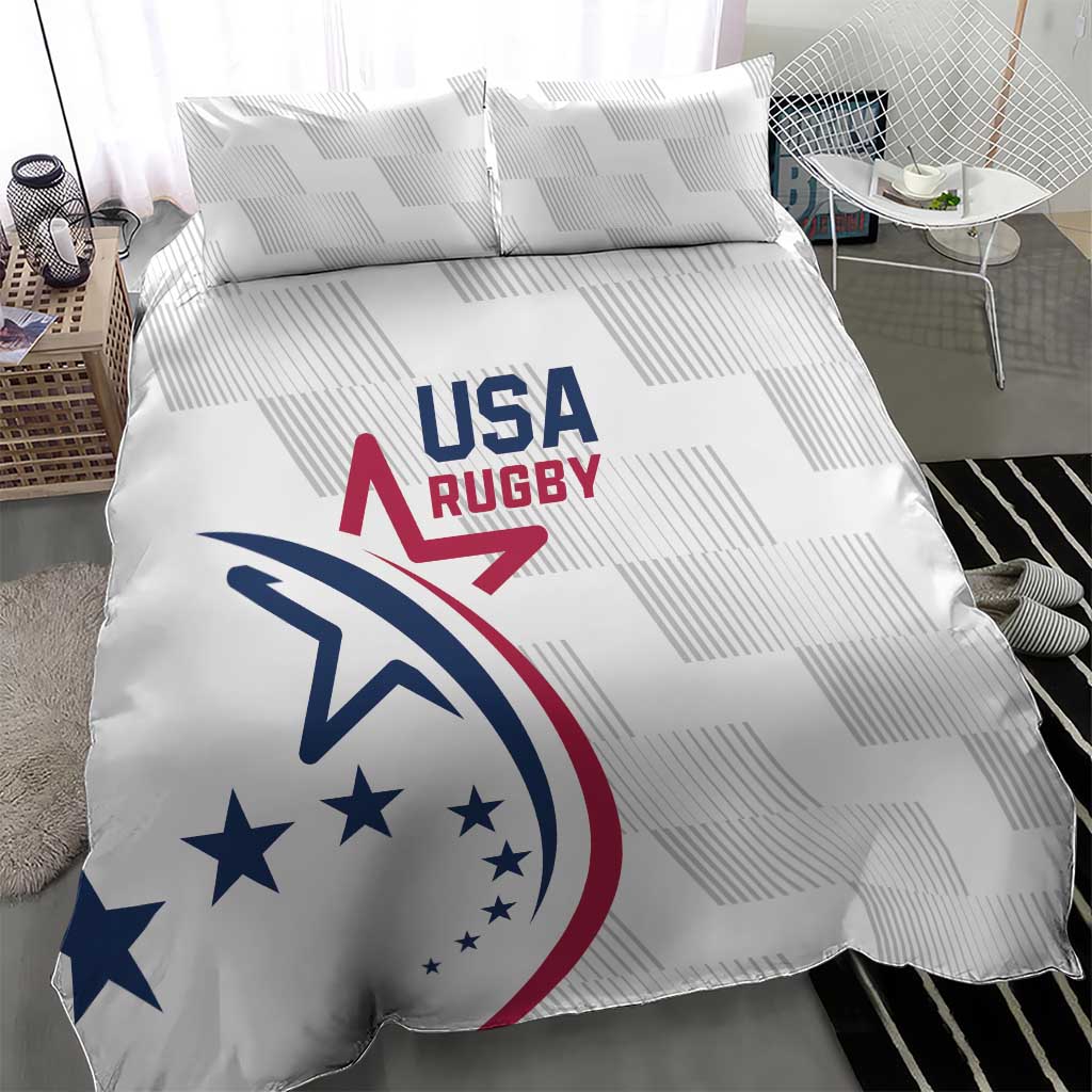 USA 2024 Rugby Bedding Set Soar Like an Eagle White Version - Wonder Print Shop