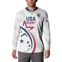 USA 2024 Rugby Button Sweatshirt Soar Like an Eagle White Version - Wonder Print Shop