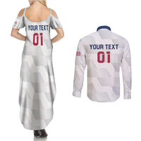 USA 2024 Rugby Couples Matching Summer Maxi Dress and Long Sleeve Button Shirt Soar Like an Eagle White Version - Wonder Print Shop