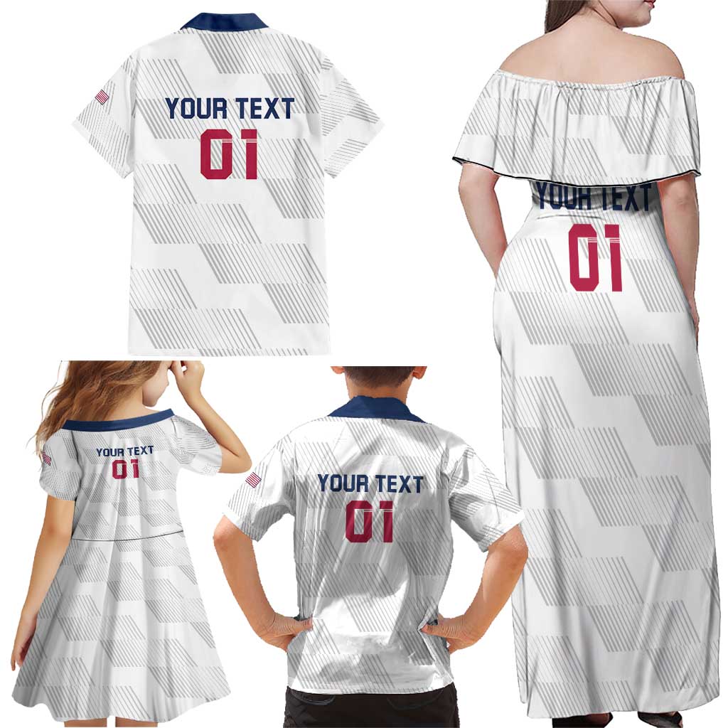 USA 2024 Rugby Family Matching Off Shoulder Maxi Dress and Hawaiian Shirt Soar Like an Eagle White Version - Wonder Print Shop
