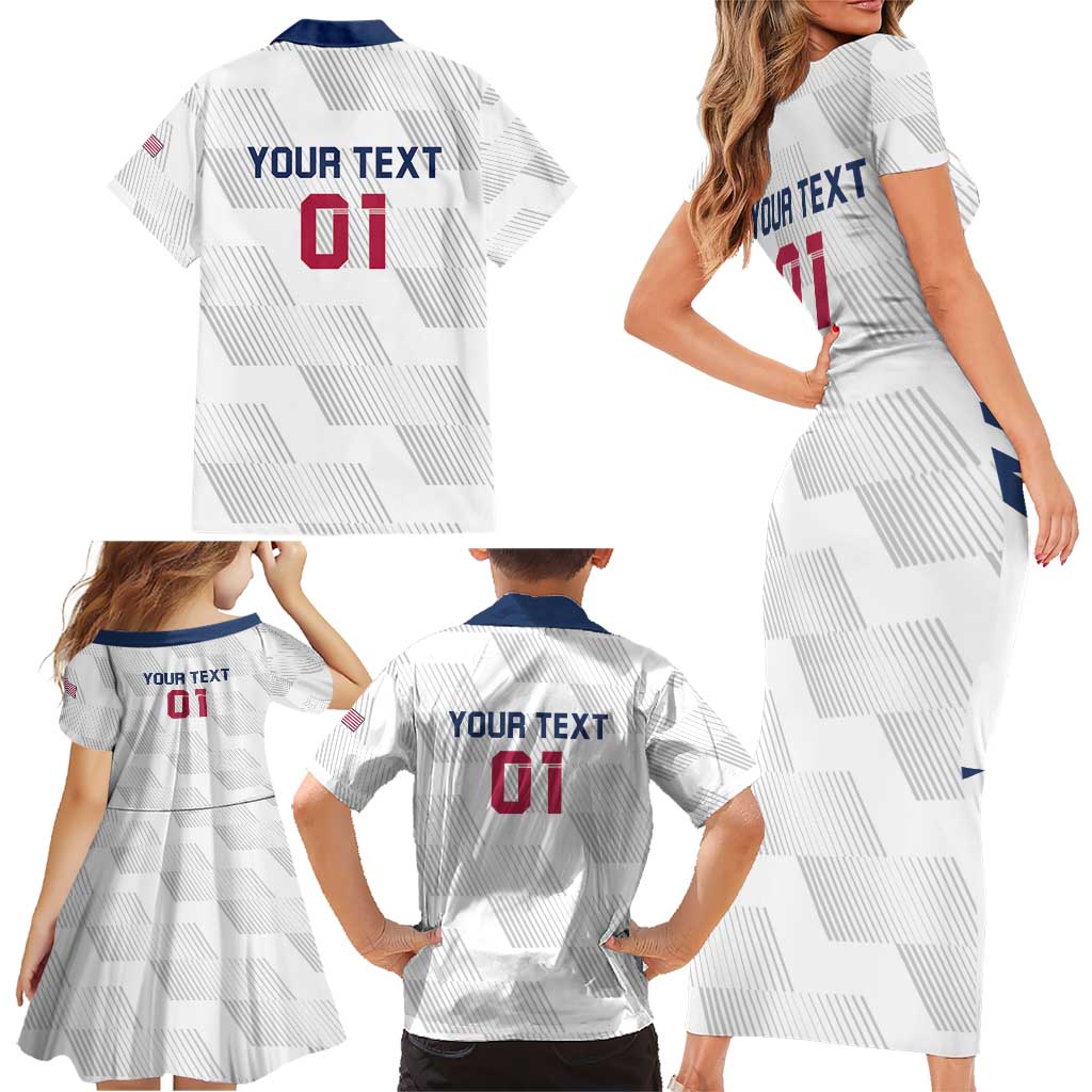 USA 2024 Rugby Family Matching Short Sleeve Bodycon Dress and Hawaiian Shirt Soar Like an Eagle White Version - Wonder Print Shop