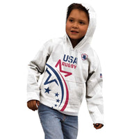 USA 2024 Rugby Kid Hoodie Soar Like an Eagle White Version - Wonder Print Shop