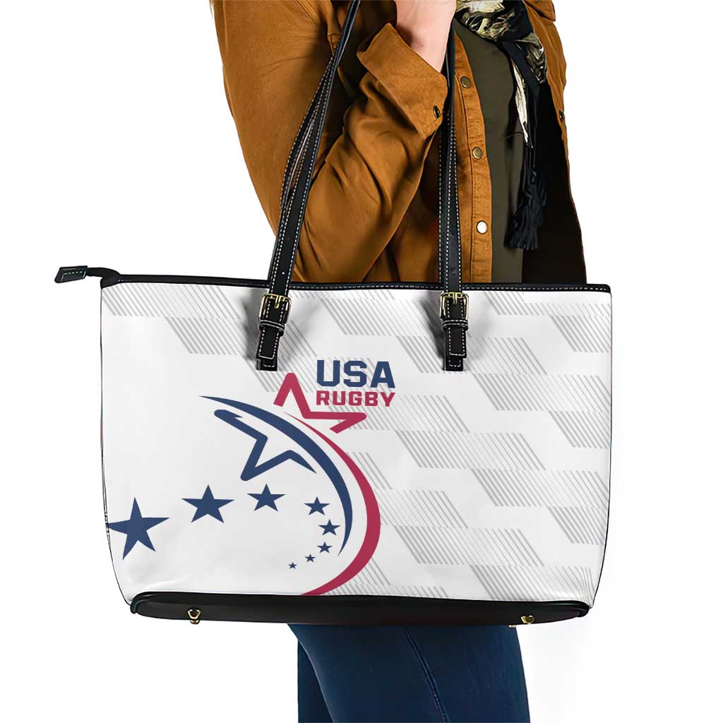 USA 2024 Rugby Leather Tote Bag Soar Like an Eagle White Version - Wonder Print Shop