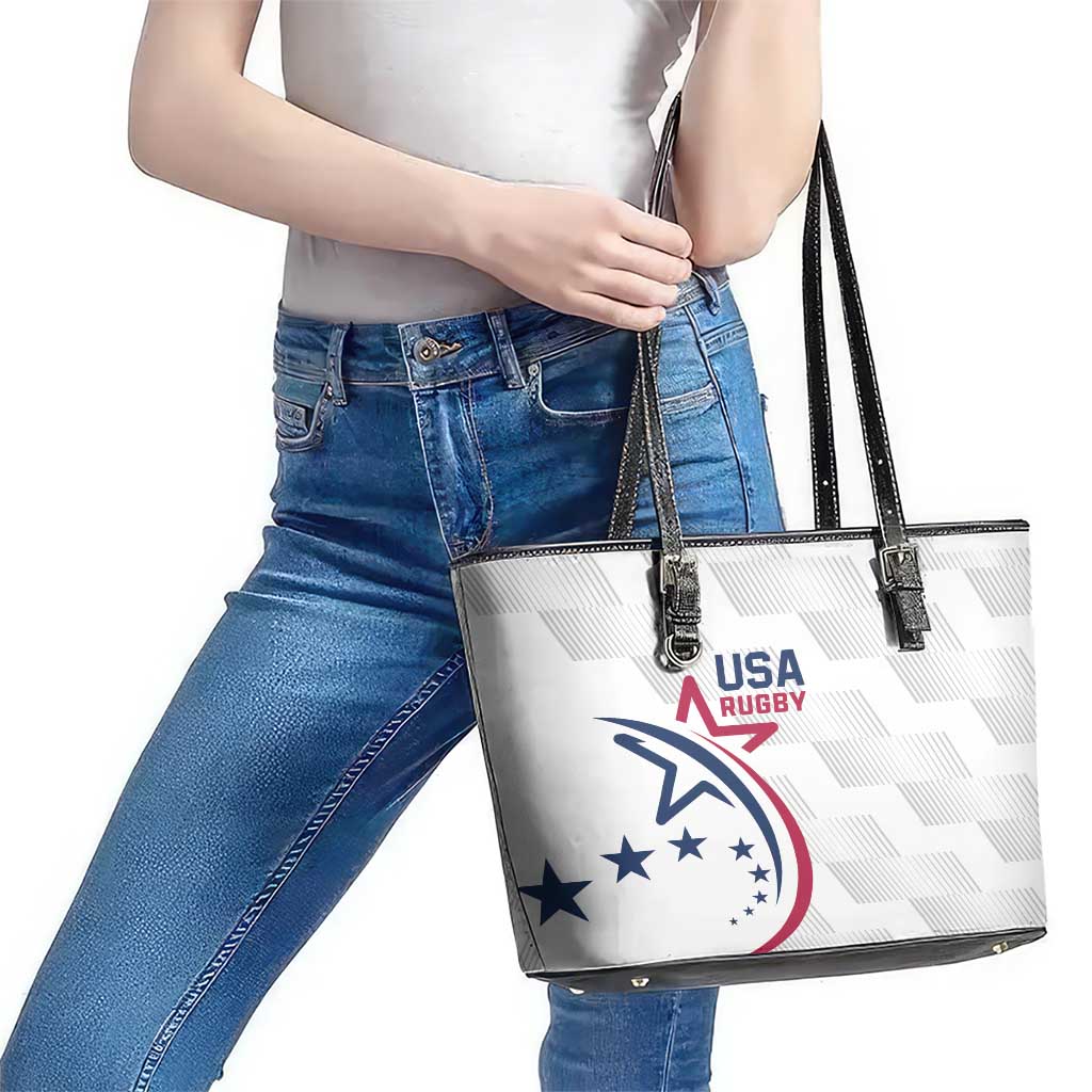 USA 2024 Rugby Leather Tote Bag Soar Like an Eagle White Version - Wonder Print Shop