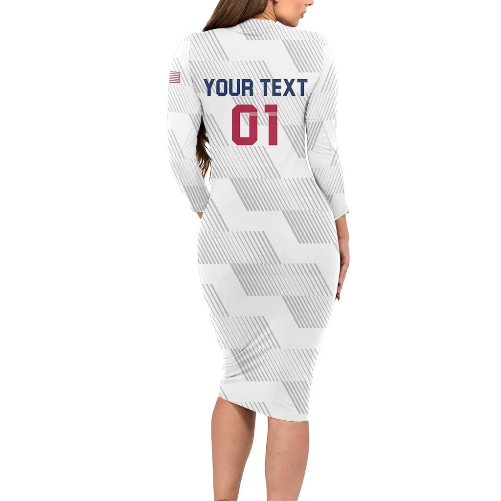 USA 2024 Rugby Long Sleeve Bodycon Dress Soar Like an Eagle White Version - Wonder Print Shop