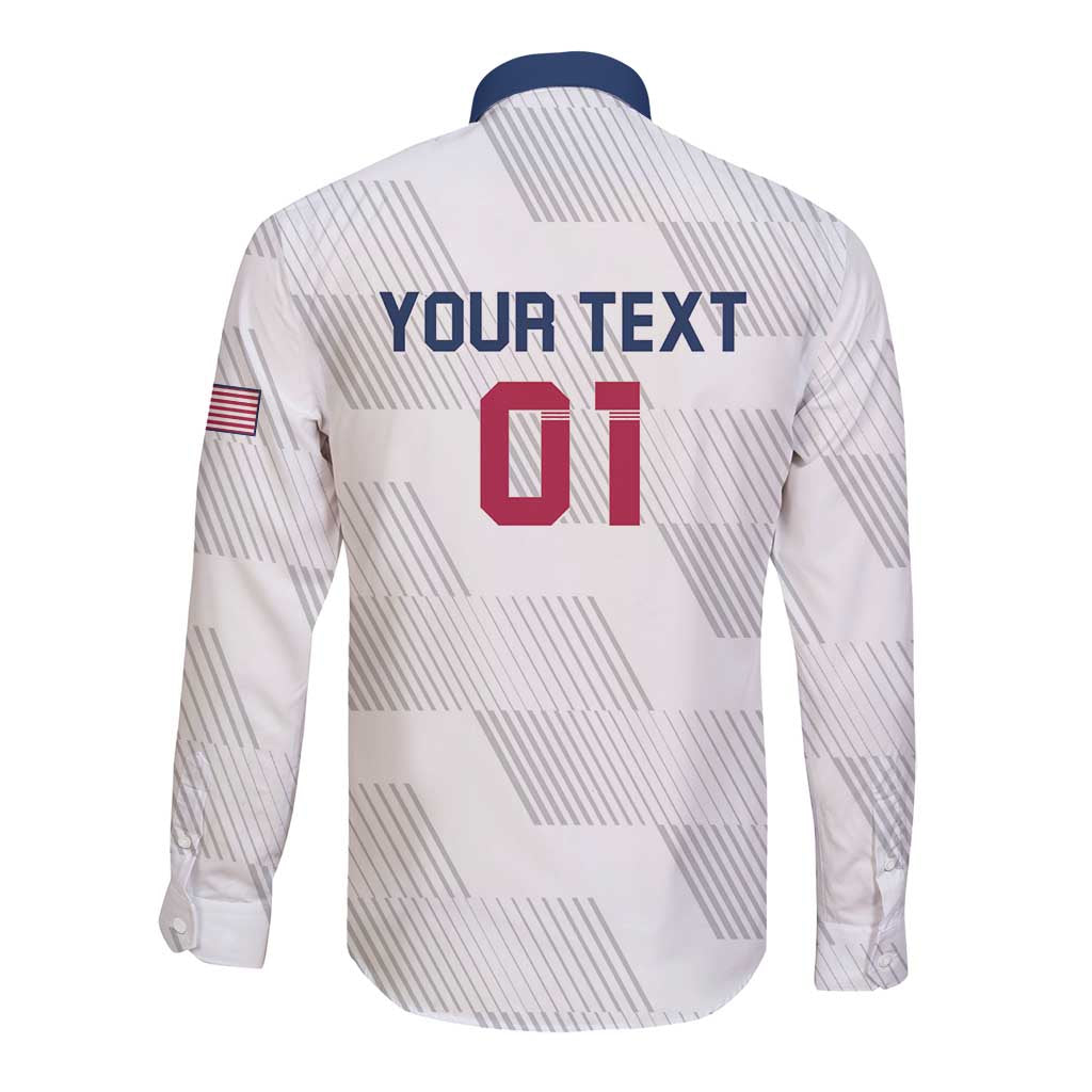 USA 2024 Rugby Long Sleeve Button Shirt Soar Like an Eagle White Version - Wonder Print Shop