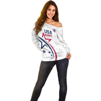 USA 2024 Rugby Off Shoulder Sweater Soar Like an Eagle White Version - Wonder Print Shop