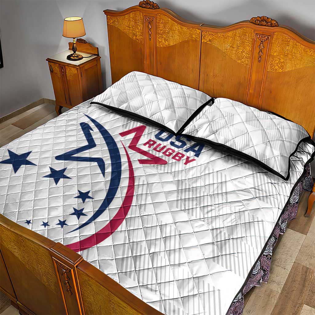 USA 2024 Rugby Quilt Bed Set Soar Like an Eagle White Version - Wonder Print Shop