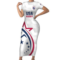USA 2024 Rugby Short Sleeve Bodycon Dress Soar Like an Eagle White Version - Wonder Print Shop