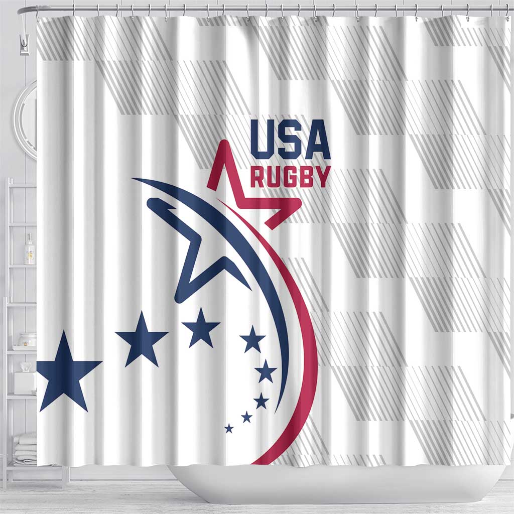 USA 2024 Rugby Shower Curtain Soar Like an Eagle White Version