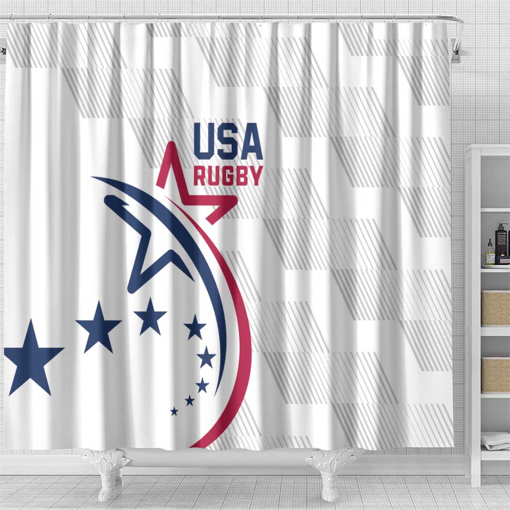 USA 2024 Rugby Shower Curtain Soar Like an Eagle White Version