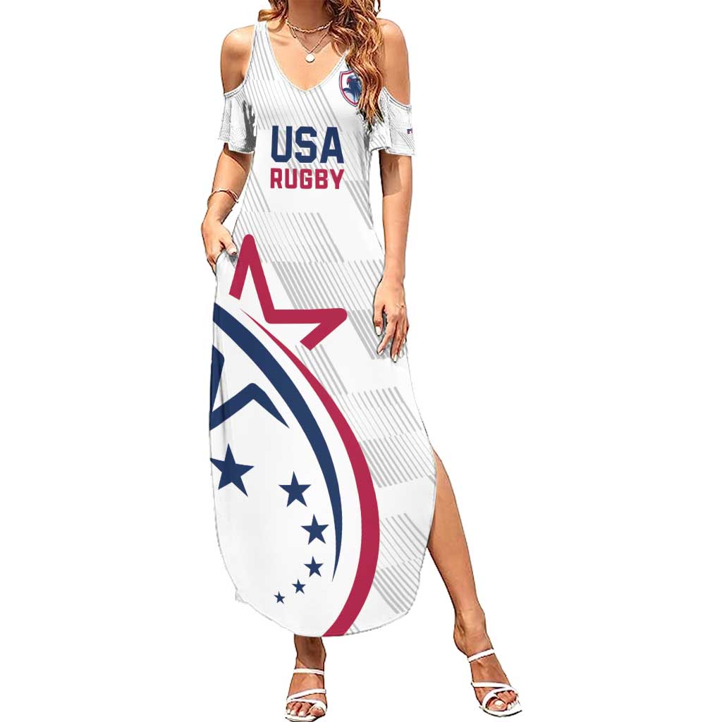 USA 2024 Rugby Summer Maxi Dress Soar Like an Eagle White Version - Wonder Print Shop
