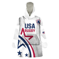 USA 2024 Rugby Wearable Blanket Hoodie Soar Like an Eagle White Version - Wonder Print Shop