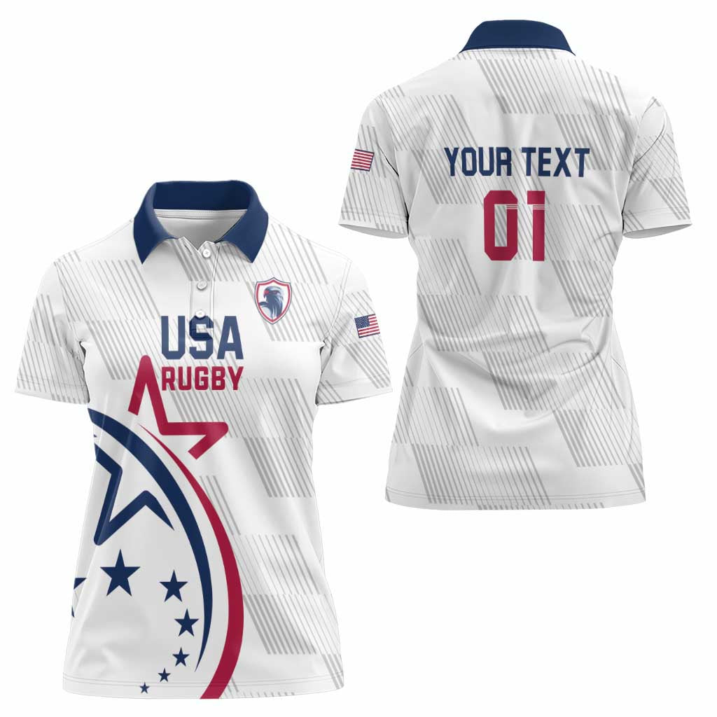 USA 2024 Rugby Women Polo Shirt Soar Like an Eagle White Version - Wonder Print Shop