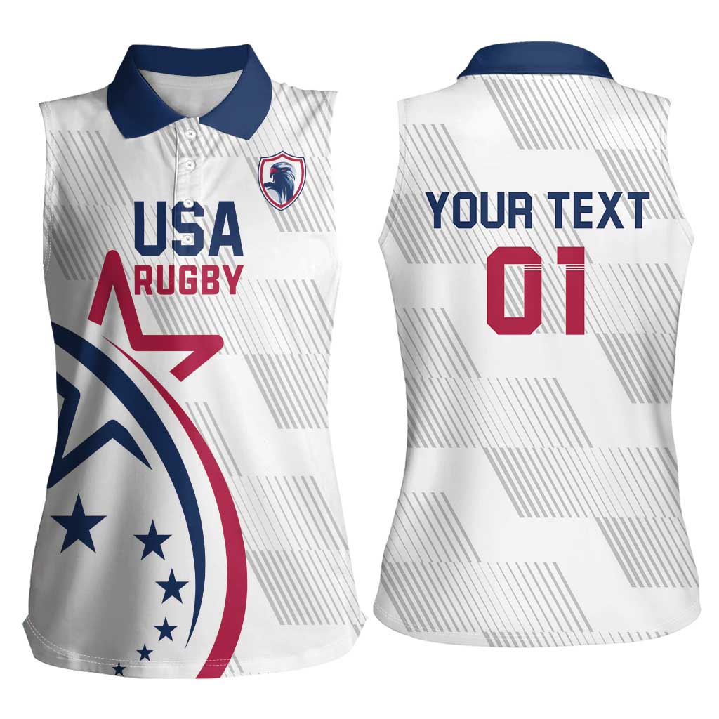 USA 2024 Rugby Women Sleeveless Polo Shirt Soar Like an Eagle White Version - Wonder Print Shop