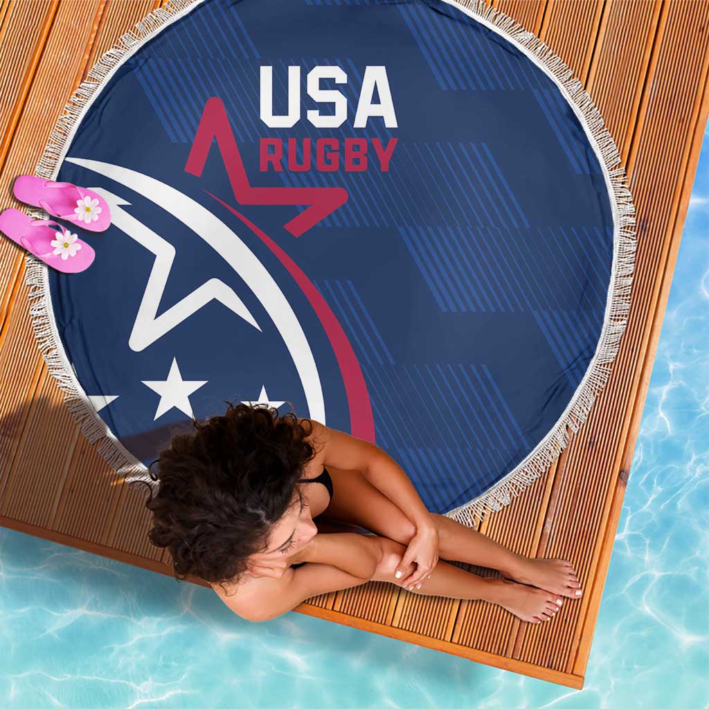 USA 2024 Rugby Beach Blanket Soar Like an Eagle Blue Version - Wonder Print Shop