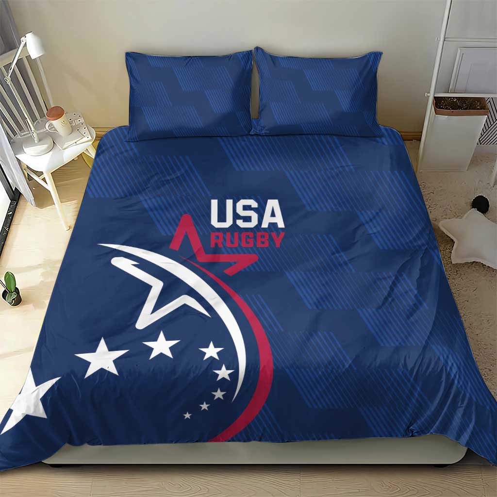 USA 2024 Rugby Bedding Set Soar Like an Eagle Blue Version - Wonder Print Shop