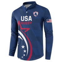 USA 2024 Rugby Button Sweatshirt Soar Like an Eagle Blue Version - Wonder Print Shop