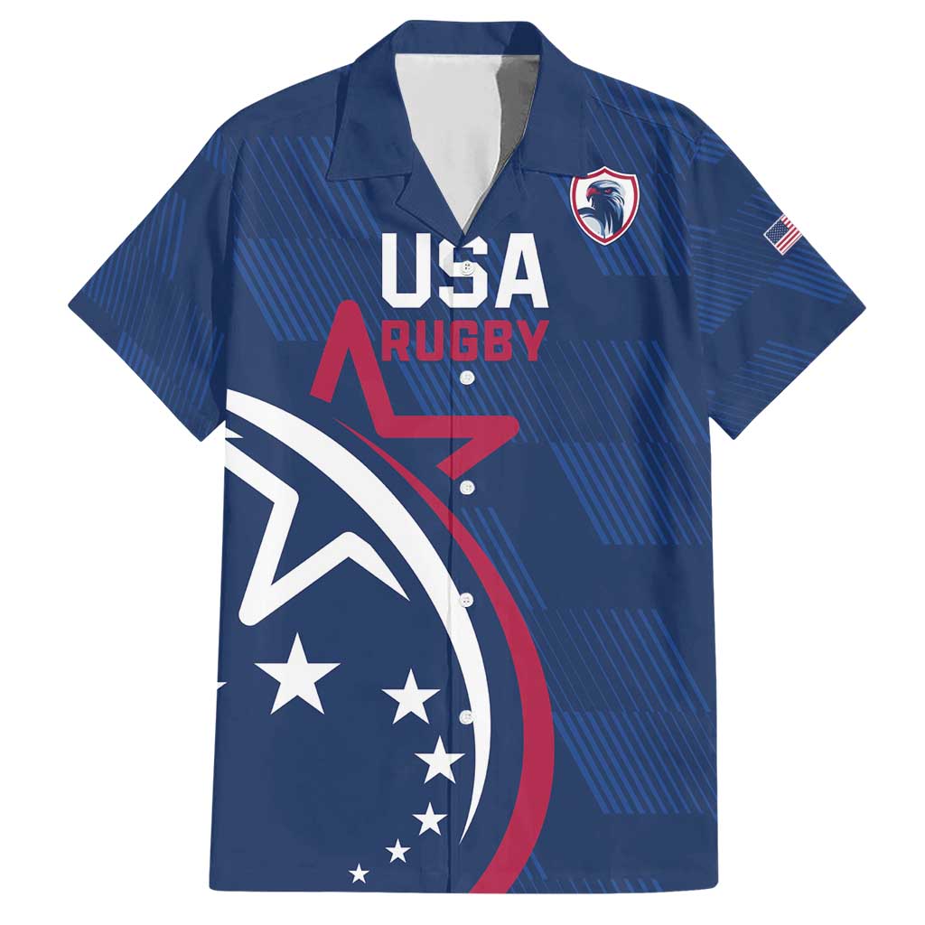 USA 2024 Rugby Family Matching Short Sleeve Bodycon Dress and Hawaiian Shirt Soar Like an Eagle Blue Version - Wonder Print Shop