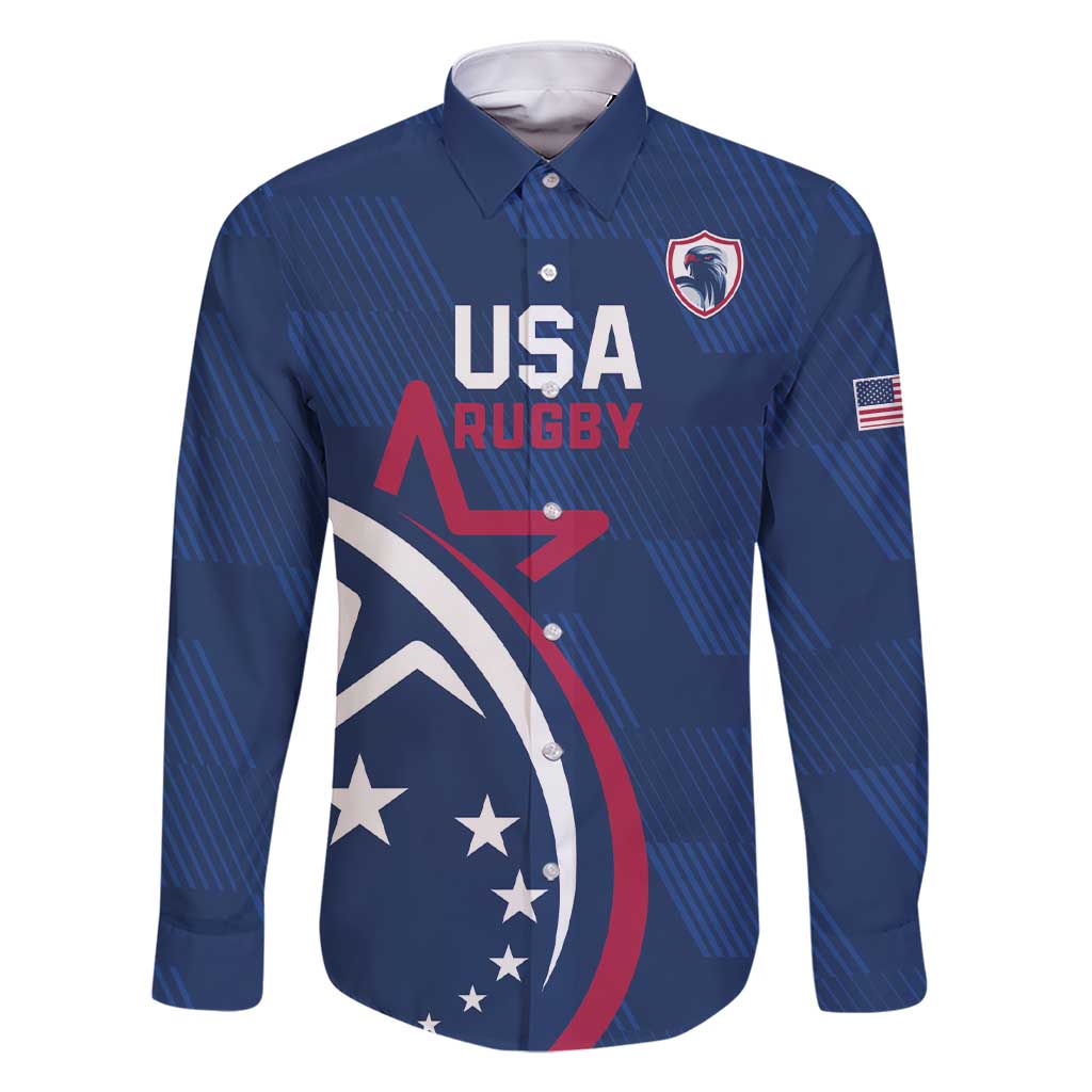 USA 2024 Rugby Family Matching Short Sleeve Bodycon Dress and Hawaiian Shirt Soar Like an Eagle Blue Version - Wonder Print Shop