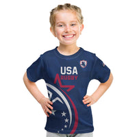 USA 2024 Rugby Kid T Shirt Soar Like an Eagle Blue Version - Wonder Print Shop
