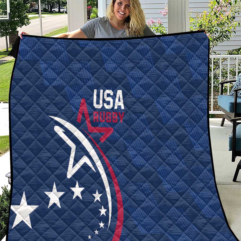 USA 2024 Rugby Quilt Soar Like an Eagle Blue Version - Wonder Print Shop