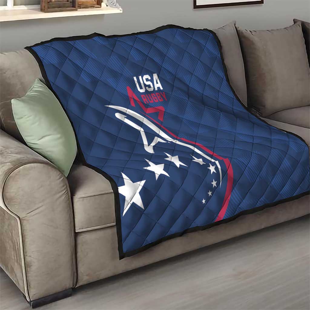 USA 2024 Rugby Quilt Soar Like an Eagle Blue Version - Wonder Print Shop