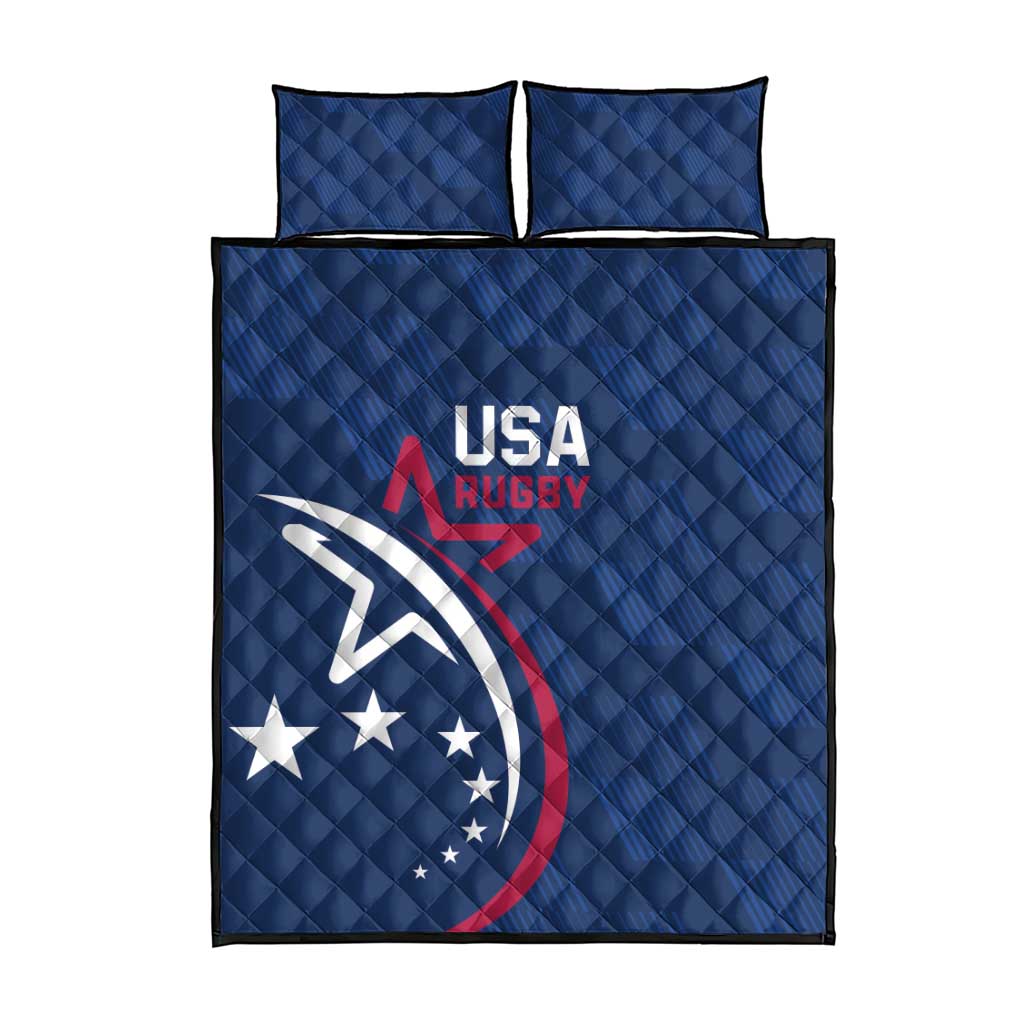 USA 2024 Rugby Quilt Bed Set Soar Like an Eagle Blue Version - Wonder Print Shop