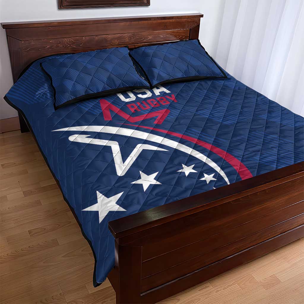 USA 2024 Rugby Quilt Bed Set Soar Like an Eagle Blue Version - Wonder Print Shop
