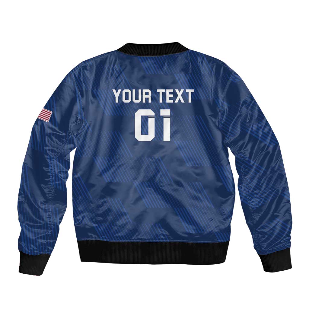 USA 2024 Rugby Sleeve Zip Bomber Jacket Soar Like an Eagle Blue Version - Wonder Print Shop