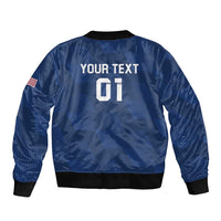 USA 2024 Rugby Sleeve Zip Bomber Jacket Soar Like an Eagle Blue Version - Wonder Print Shop