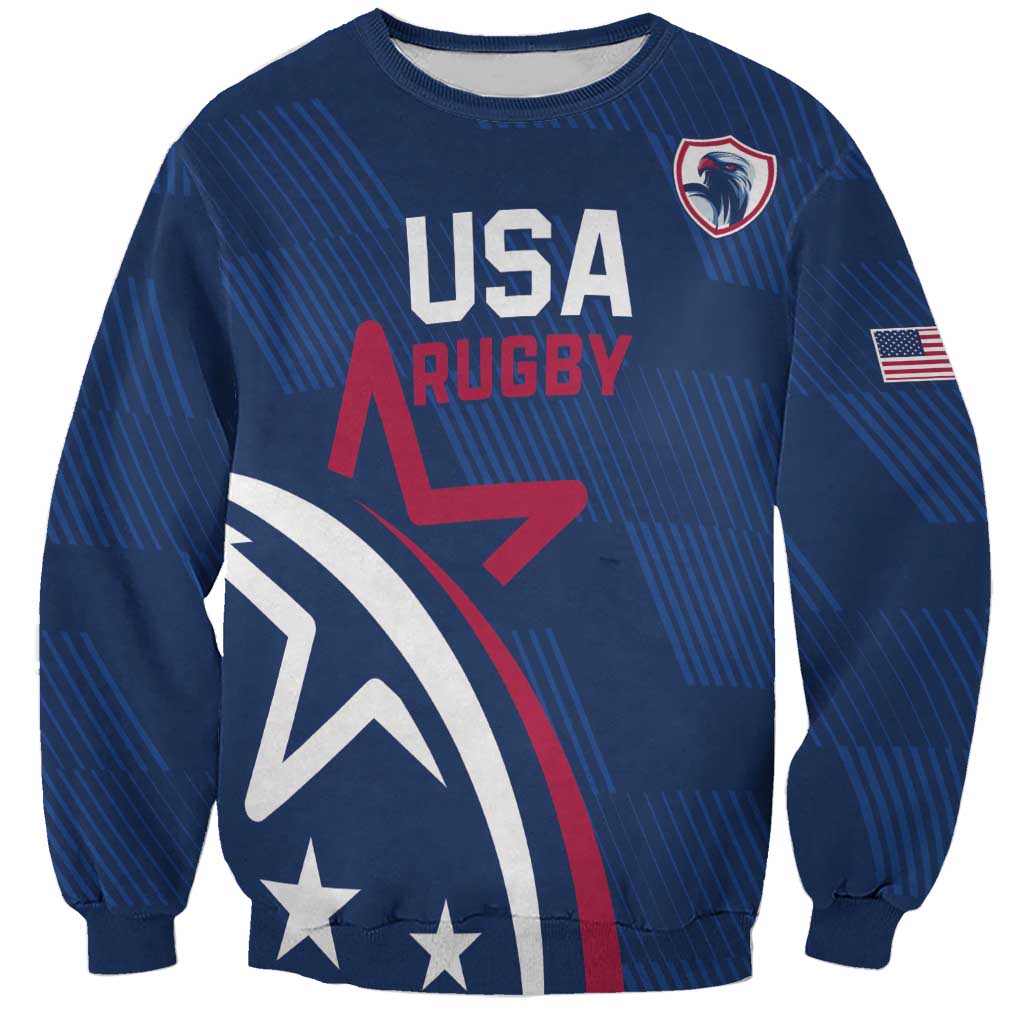 USA 2024 Rugby Sweatshirt Soar Like an Eagle Blue Version - Wonder Print Shop