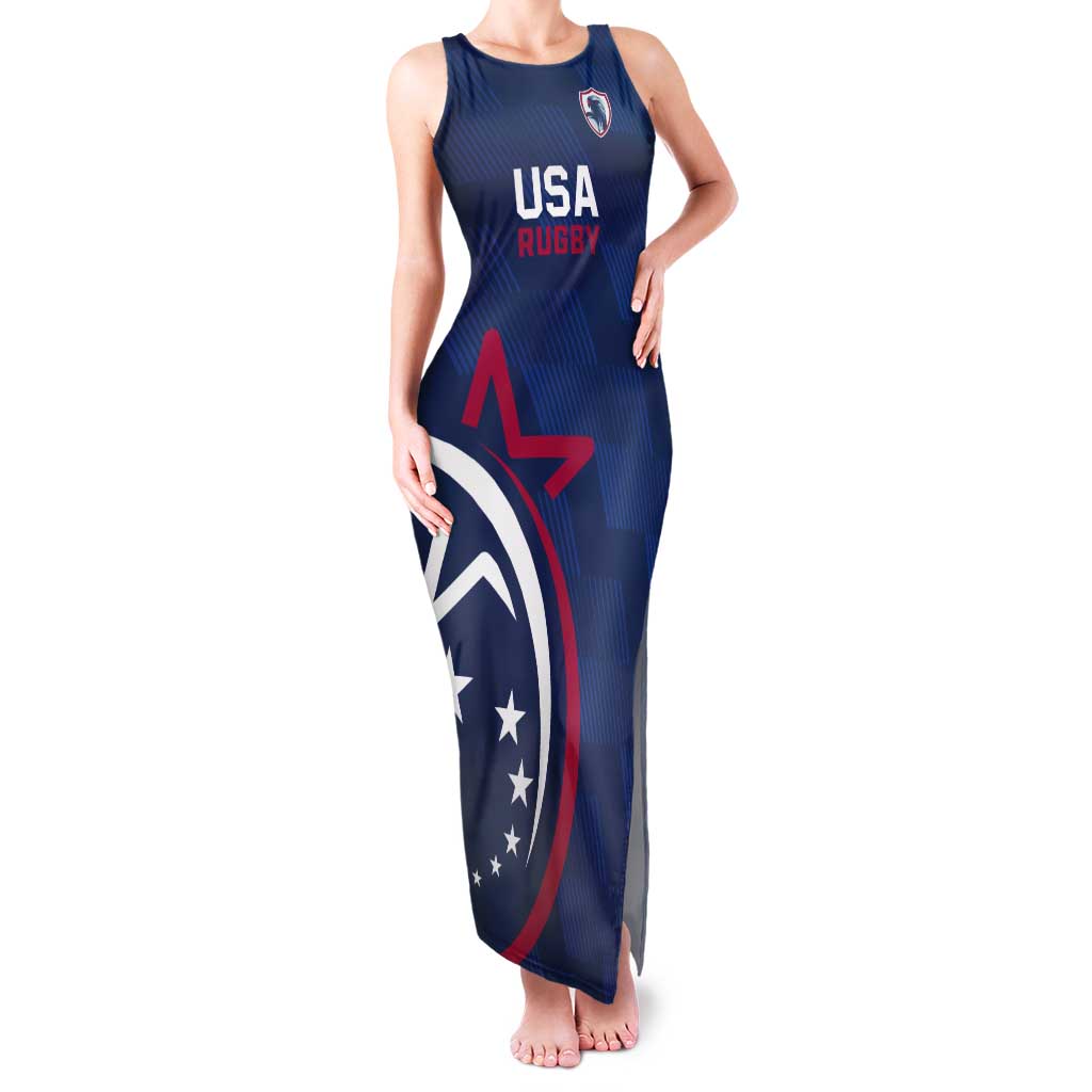 USA 2024 Rugby Tank Maxi Dress Soar Like an Eagle Blue Version - Wonder Print Shop