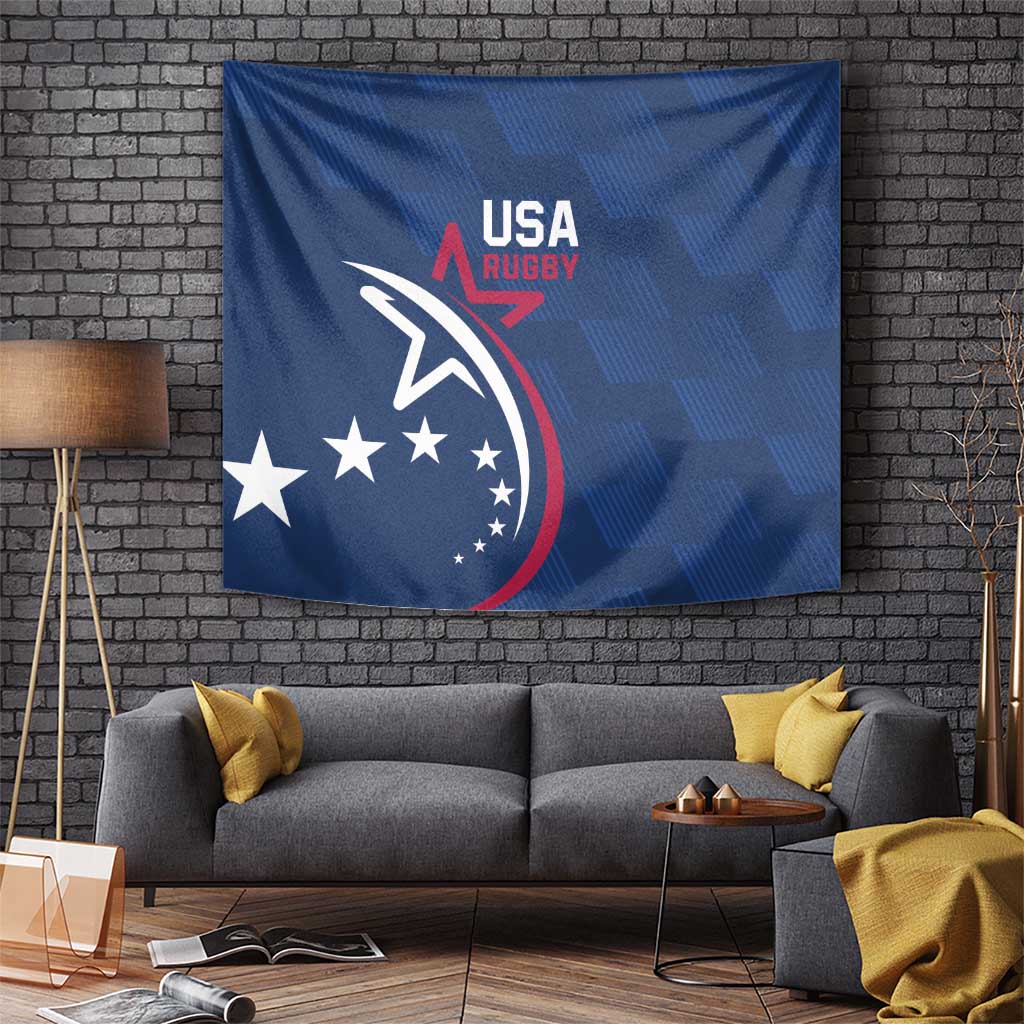 USA 2024 Rugby Tapestry Soar Like an Eagle Blue Version - Wonder Print Shop