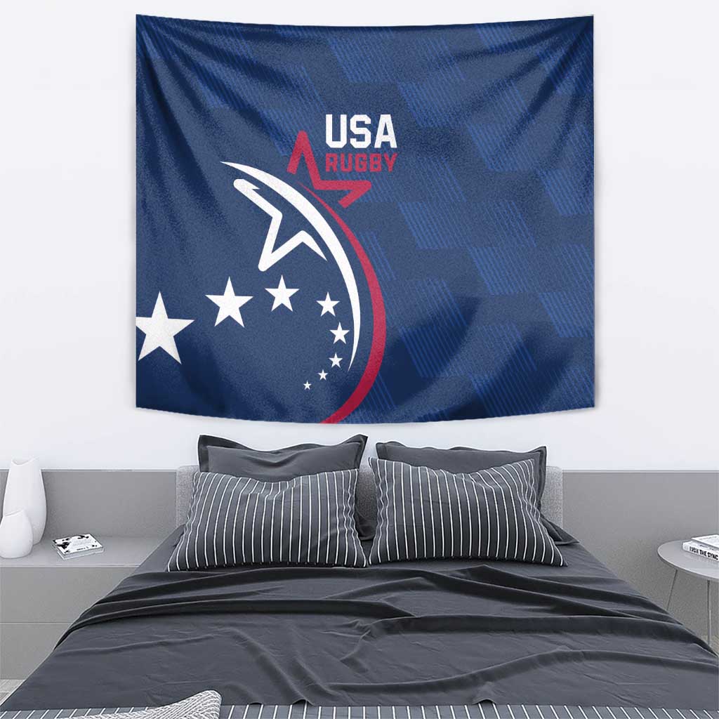 USA 2024 Rugby Tapestry Soar Like an Eagle Blue Version - Wonder Print Shop