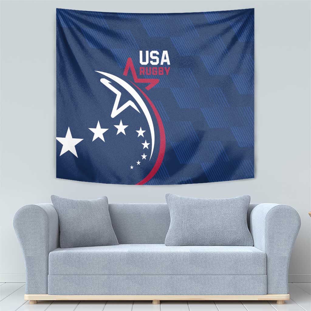USA 2024 Rugby Tapestry Soar Like an Eagle Blue Version - Wonder Print Shop