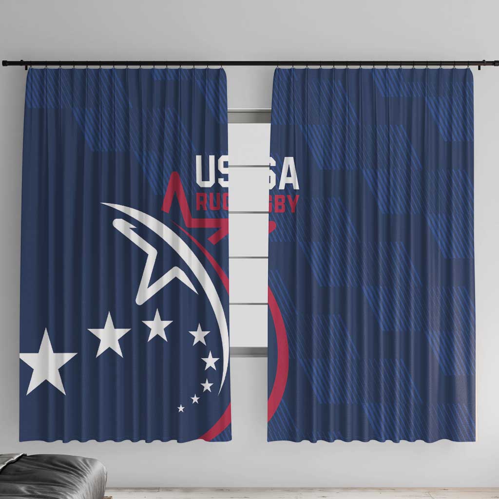 USA 2024 Rugby Window Curtain Soar Like an Eagle Blue Version - Wonder Print Shop