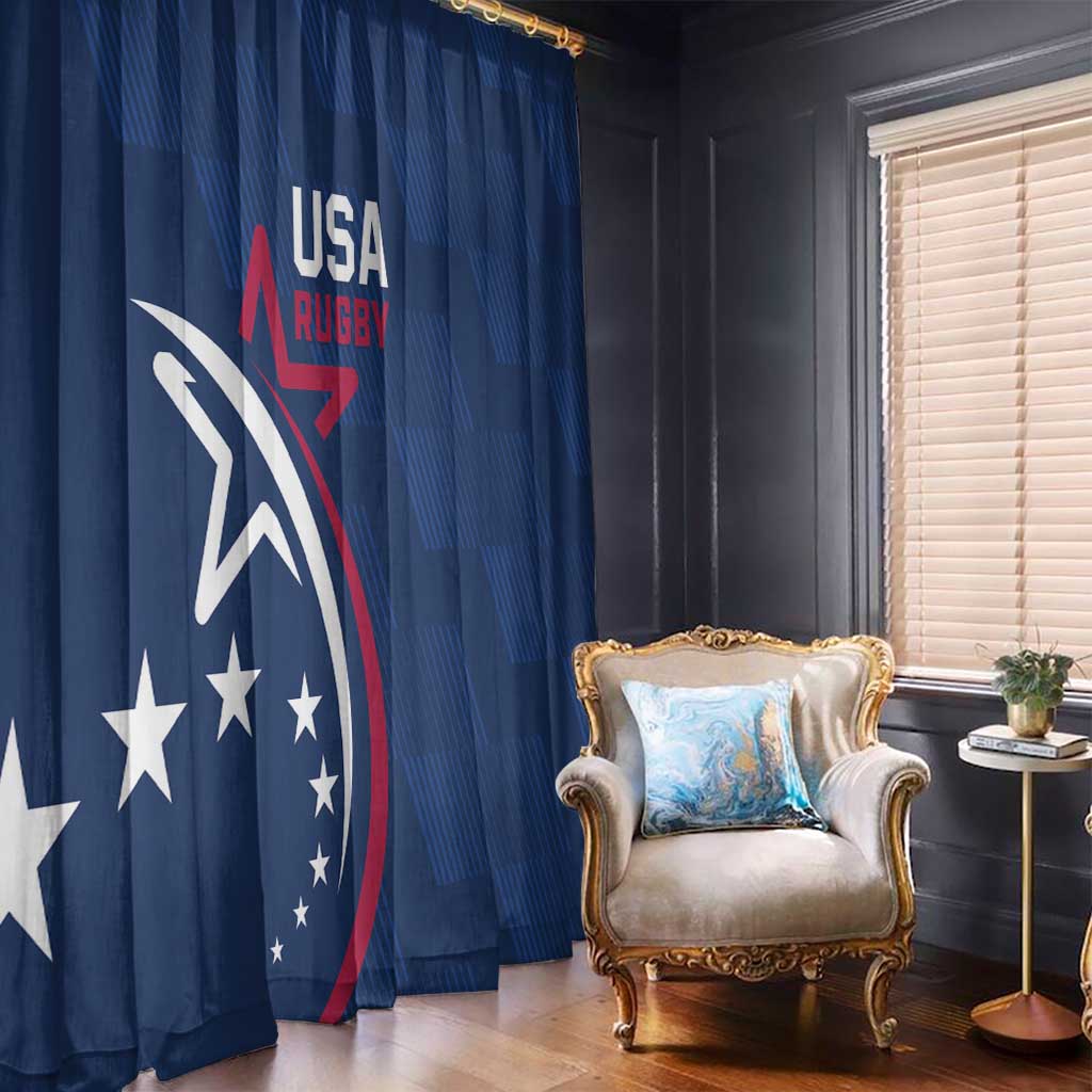 USA 2024 Rugby Window Curtain Soar Like an Eagle Blue Version - Wonder Print Shop