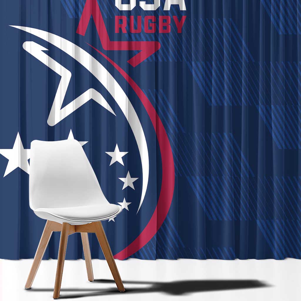 USA 2024 Rugby Window Curtain Soar Like an Eagle Blue Version - Wonder Print Shop