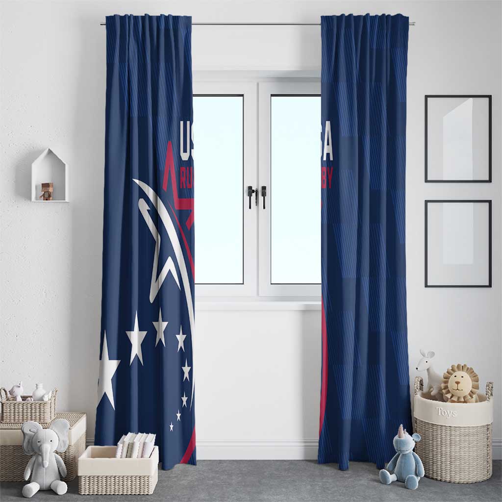 USA 2024 Rugby Window Curtain Soar Like an Eagle Blue Version - Wonder Print Shop