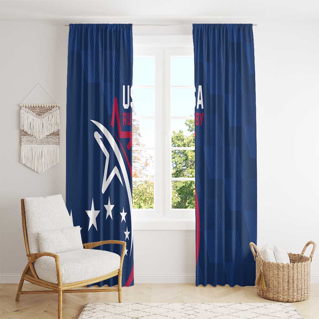 USA 2024 Rugby Window Curtain Soar Like an Eagle Blue Version - Wonder Print Shop