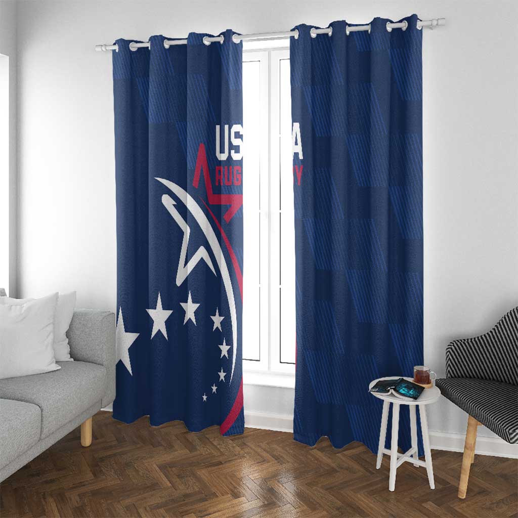 USA 2024 Rugby Window Curtain Soar Like an Eagle Blue Version - Wonder Print Shop