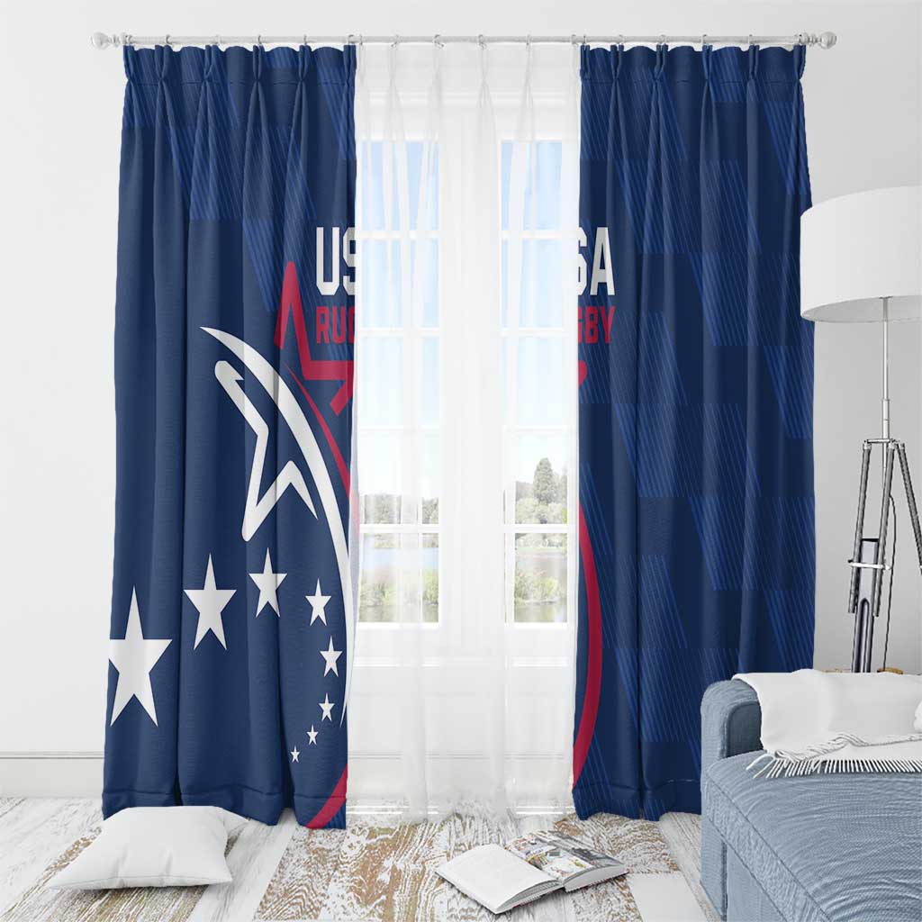 USA 2024 Rugby Window Curtain Soar Like an Eagle Blue Version - Wonder Print Shop