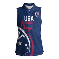USA 2024 Rugby Women Sleeveless Polo Shirt Soar Like an Eagle Blue Version - Wonder Print Shop