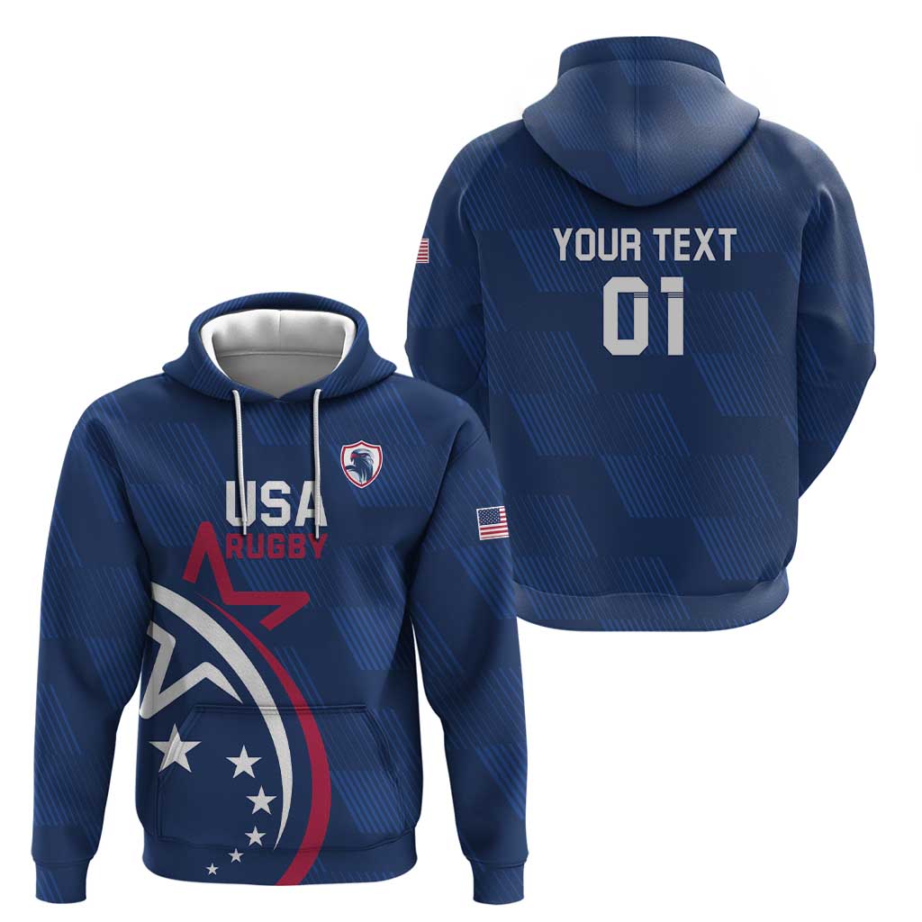 USA 2024 Rugby Zip Hoodie Soar Like an Eagle Blue Version - Wonder Print Shop