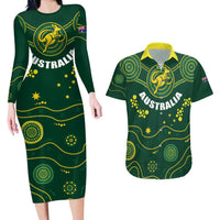 Australia 2024 Rugby Couples Matching Long Sleeve Bodycon Dress and Hawaiian Shirt Go Wallabies - Wonder Print Shop