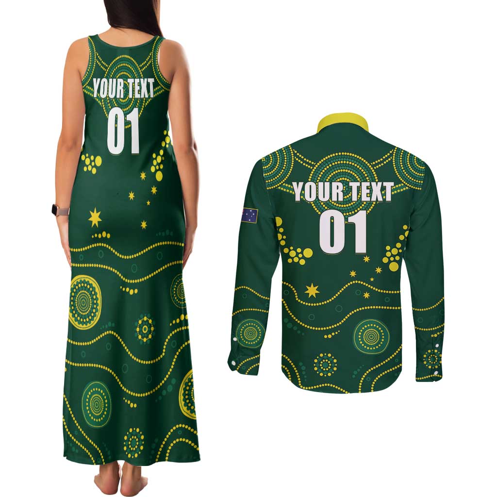 Australia 2024 Rugby Couples Matching Tank Maxi Dress and Long Sleeve Button Shirt Go Wallabies - Wonder Print Shop